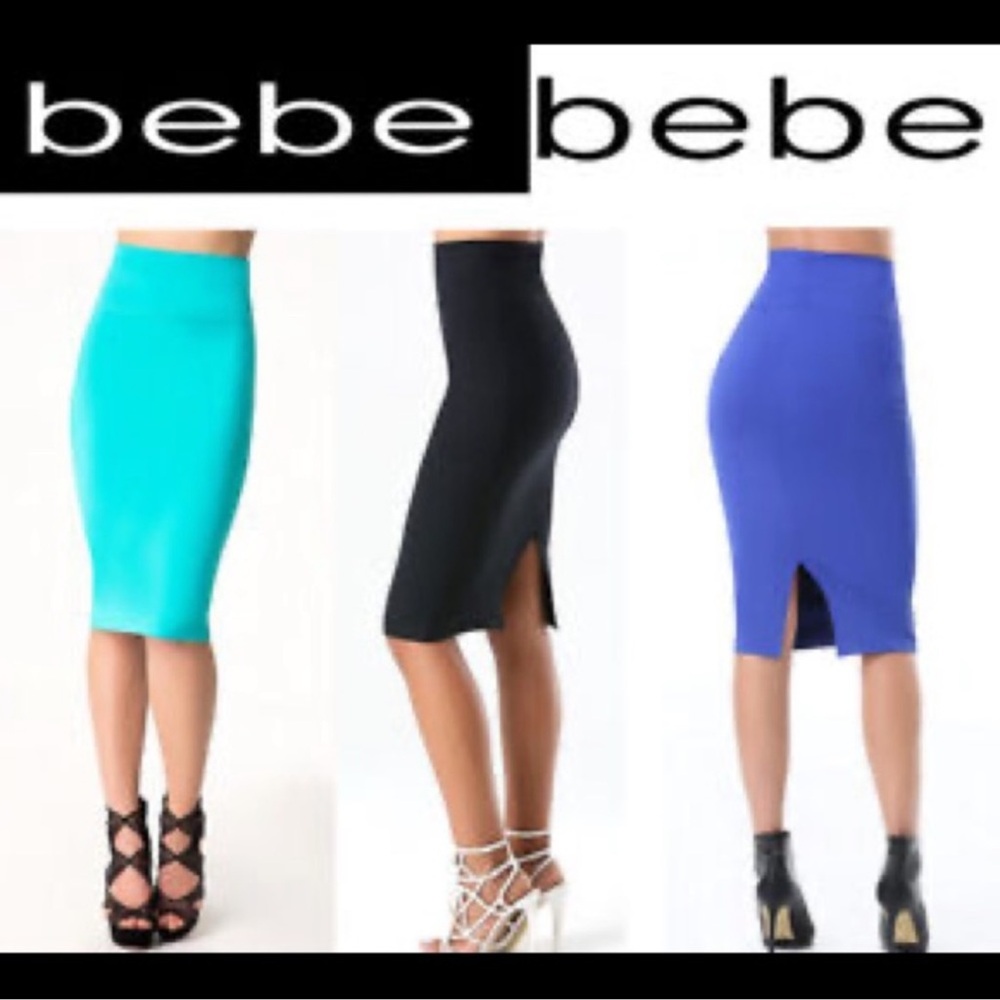Bebe midi skirt bundle. Black and white striped and a solid white Skirt Set - Picture 2 of 6